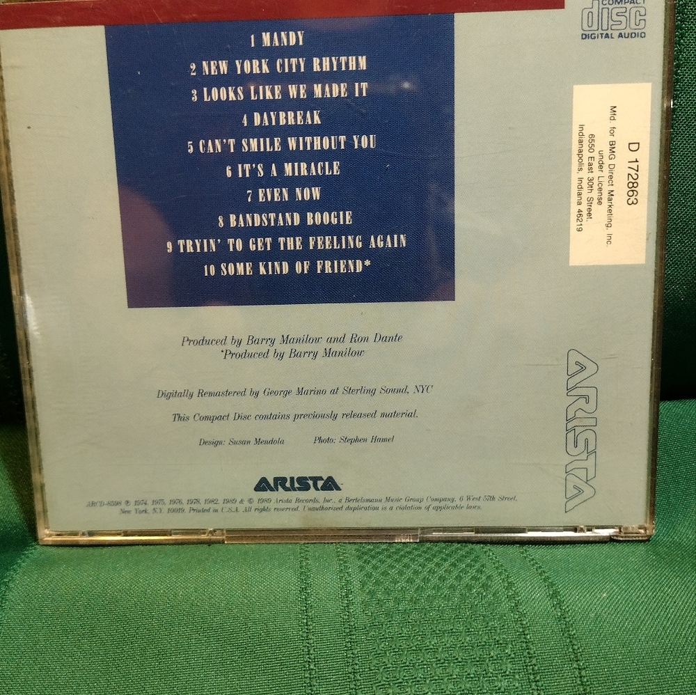 Barry Manilow CD ( GREATEST HITS VOLUME 1 ) - Picture 2 of 3